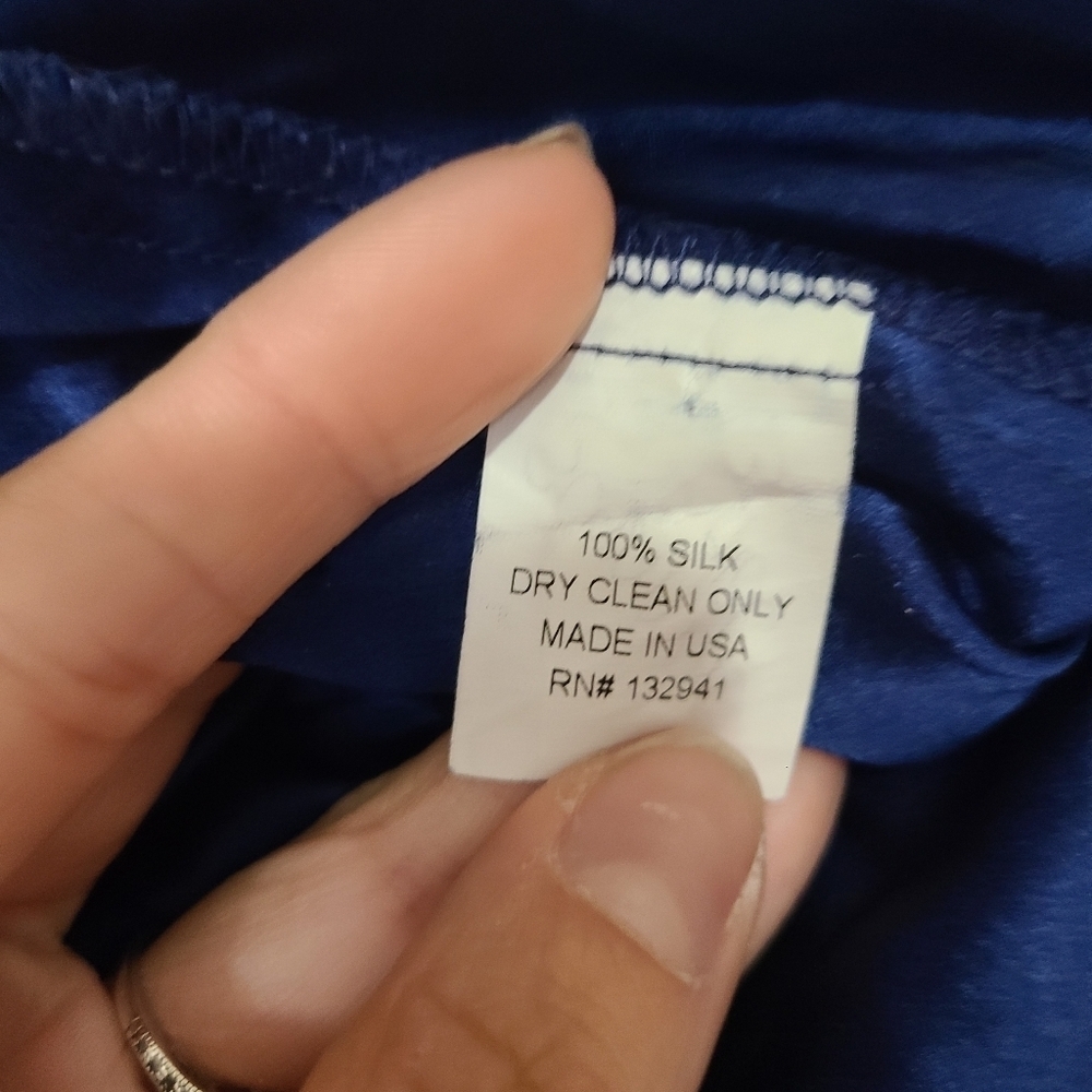 Amanda Uprichard Navy Royal Blue Silk V-neck Blouse - Picture 3 of 4